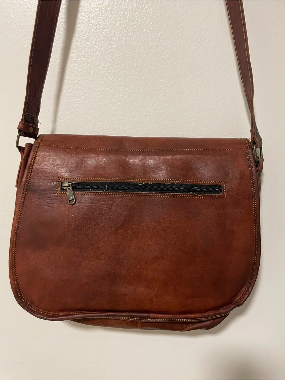Brown Leather Messenger Bag Crossbody Satchel Briefcase Rustic Heritage academia